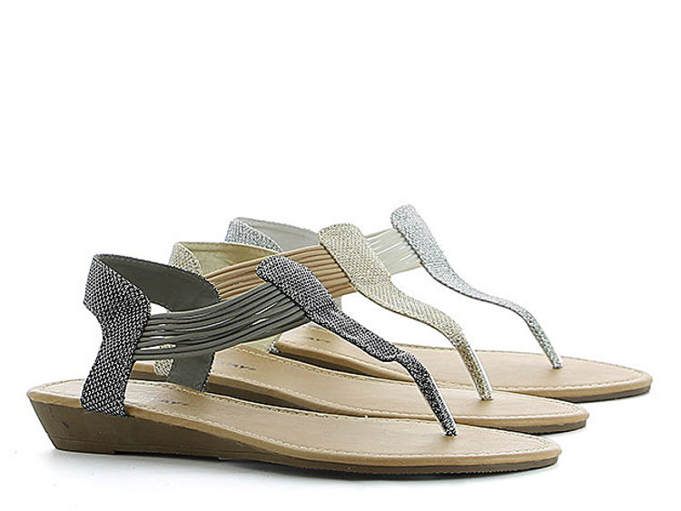 Picture of B702671- DARK SILVER LADIES FLAT SANDALS